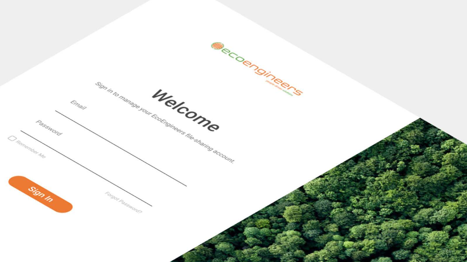 EcoEngineers application login screen